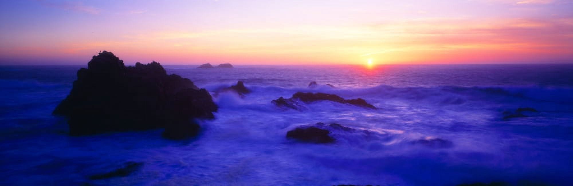 Rock formations on coast at sunset California USA Canvas Art - Panoramic Images (27 x 9)