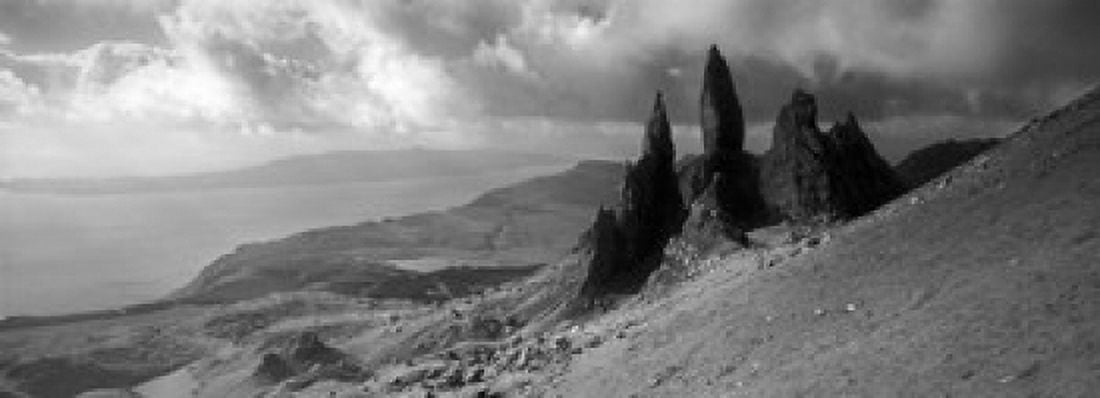 Rock formations on hill Old Man of Storr Isle of Skye Scotland Canvas Art - Panoramic Images (18 x 7)