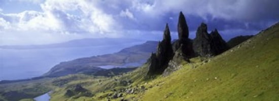 Rock formations on hill Old Man of Storr Isle of Skye Scotland Canvas Art - Panoramic Images (36 x 13)