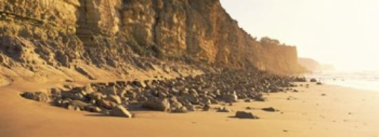Rock formations on the beach Lagos Algarve Portugal Canvas Art - Panoramic Images (36 x 13)