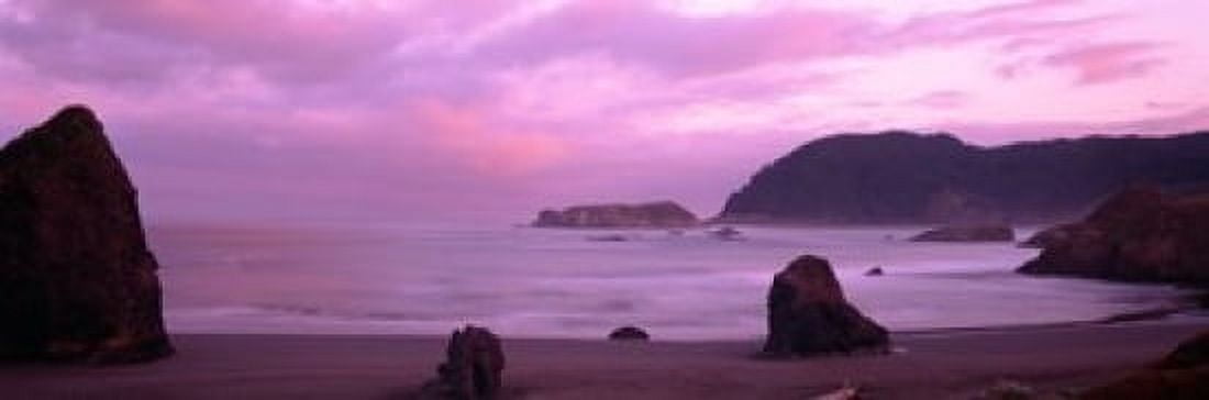 Rock formations on the beach Myers Creek Beach Oregon USA Canvas Art - Panoramic Images (18 x 6)