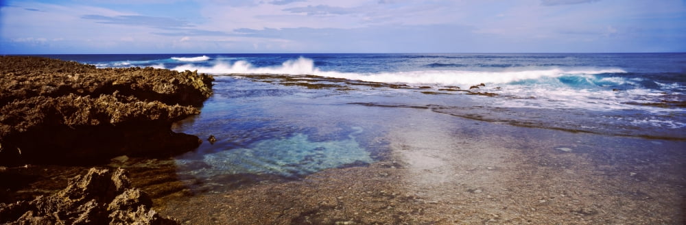 Rock formations on the beach Oahu Hawaii USA Canvas Art - Panoramic Images (36 x 12)