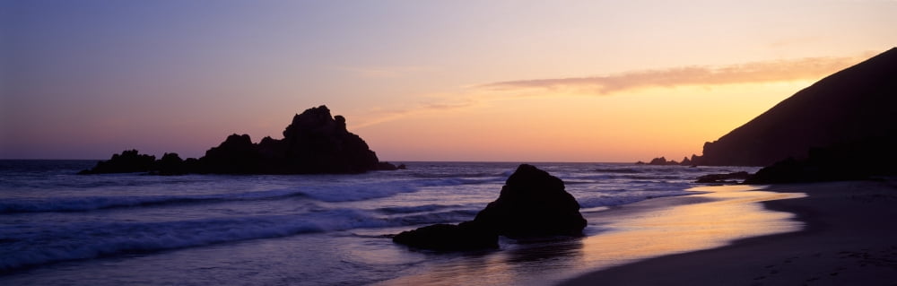 Rock formations on the beach Pfeiffer Beach Big Sur California USA Canvas Art - Panoramic Images (36 x 12)