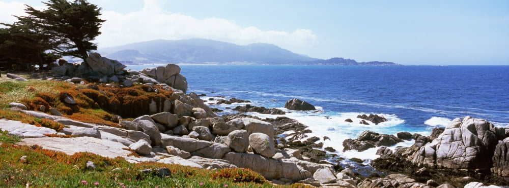Rock formations on the coast 17-Mile Drive Monterey Monterey County California USA Canvas Art - Panoramic Images (27 x 9)