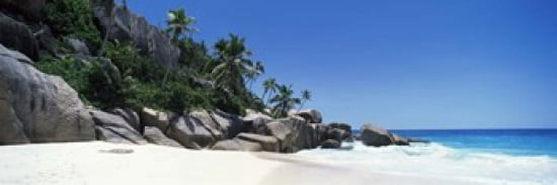 Rock formations on the coast Anse Marron La Digue Island Seychelles Canvas Art - Panoramic Images (18 x 6)