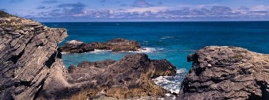 Rock formations on the coast Bermuda Canvas Art - Panoramic Images (36 x 13)