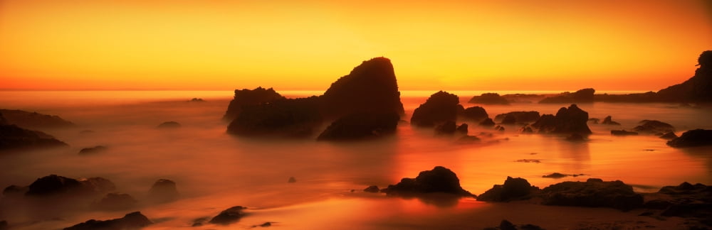 Rock formations on the coast Laguna Beach Orange County California USA Canvas Art - Panoramic Images (6 x 18)