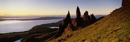 Rock formations on the coast Old Man of Storr Trotternish Isle of Skye Scotland Canvas Art - Panoramic Images (36 x 12)