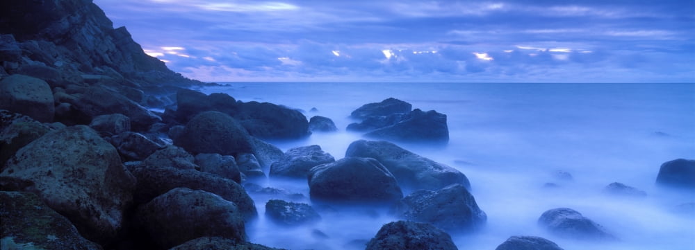 Rock formations on the coast West Weares Portland Dorset England Canvas Art - Panoramic Images (27 x 9)
