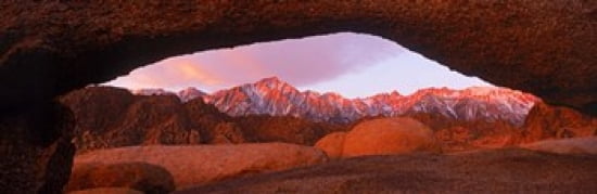Rock formations with mountains in the background Mt Whitney Lone Pine Peak California USA Canvas Art - Panoramic Images (36 x 12)