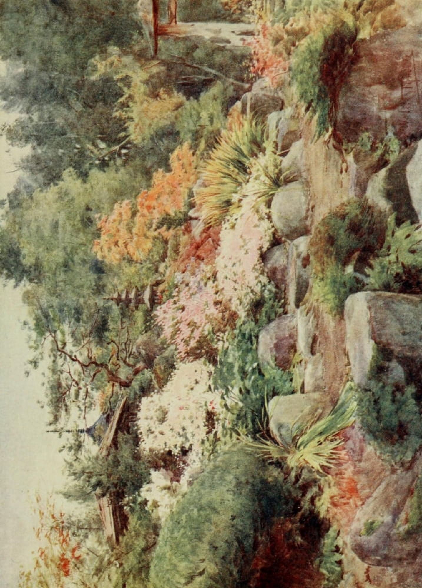 Rock garden at Nikko Japanese Gardens 1912 Canvas Art - Walter Tyndale (24 x 36)