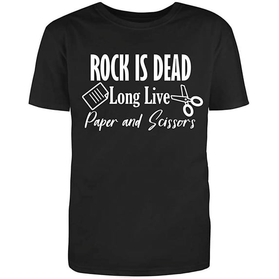 Rock is Dead Long Live Paper Scissors Men's Text Fill Ideal Gift Funny T-Shirt Black X-Large