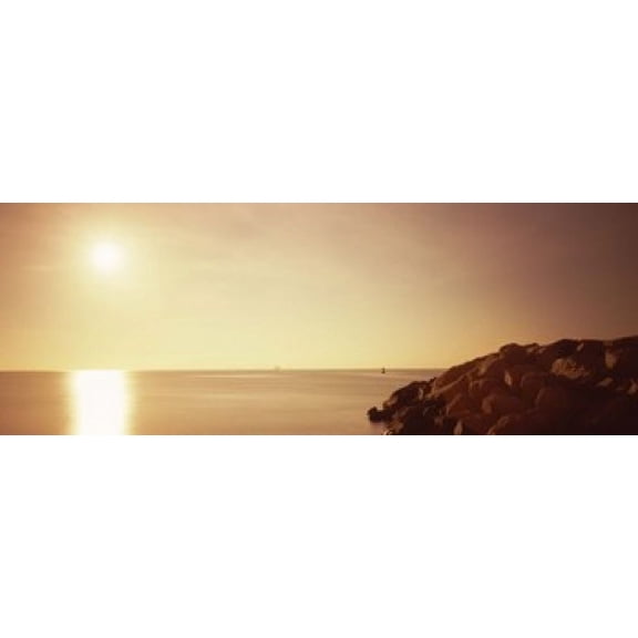 Rock jetty leading into Fort Lauderdale Harbor at sunrise Fort Lauderdale Broward County Florida USA Canvas Art - Panoramic Images (18 x 7)