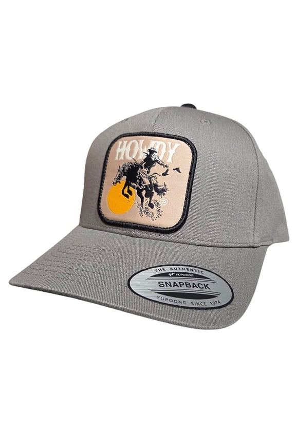 Mens Howdy Patch Adjustable Snapback Cap Hat, Taupe