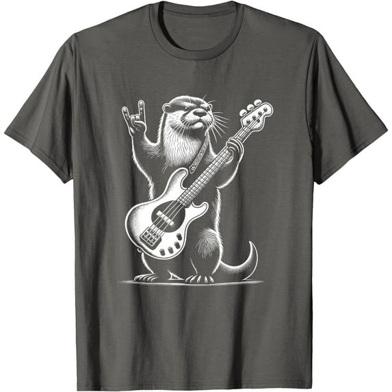Rock n Roll Otter Playing Guitar Funny Softstyle Unisex T-Shirt