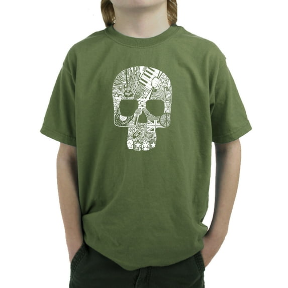 Rock n Roll Skull - Boy's Word Art T-Shirt