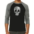thumbnail image 1 of Rock n Roll Skull - Men's Raglan Baseball Word Art T-Shirt, 1 of 2