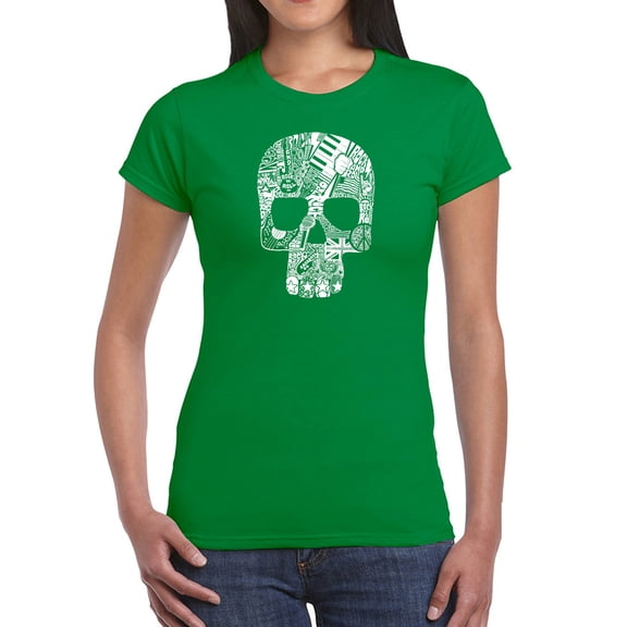 Rock n Roll Skull - Women's Word Art T-Shirt