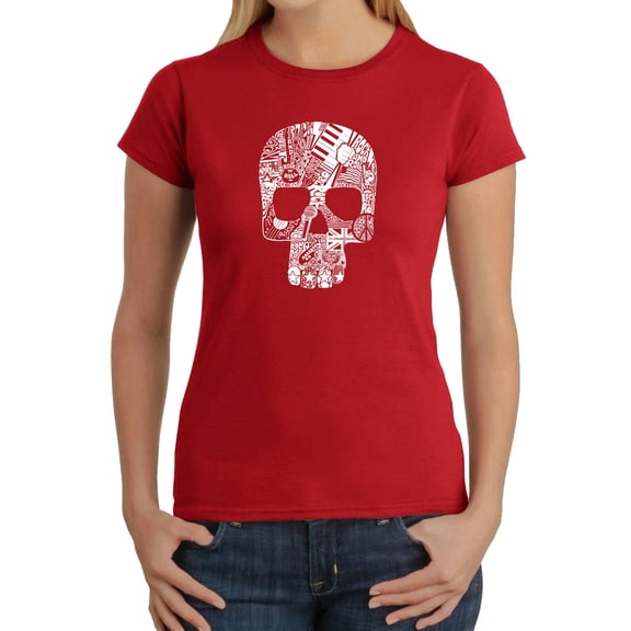 Rock n Roll Skull - Women's Word Art T-Shirt