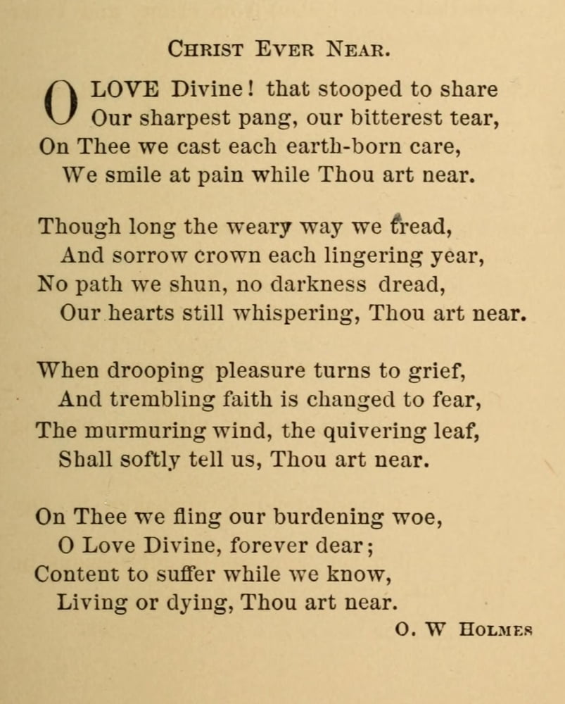 Rock of Ages Poetry 1870 Christ ever near Canvas Art - Oliver Wendell Holmes (18 x 24)