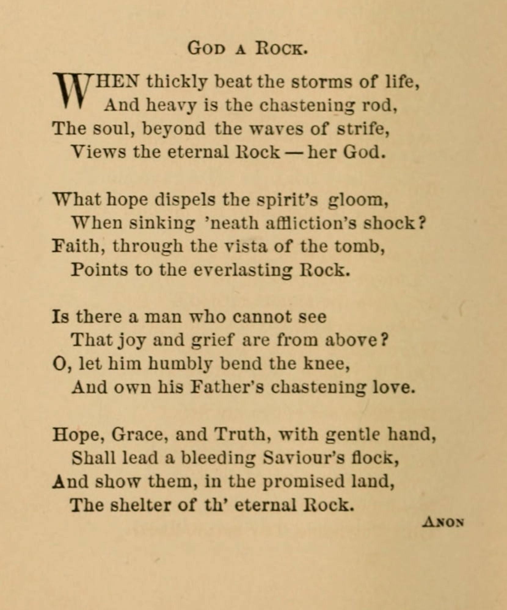 Rock of Ages Poetry 1870 God a Rock Canvas Art - Unknown (18 x 24)