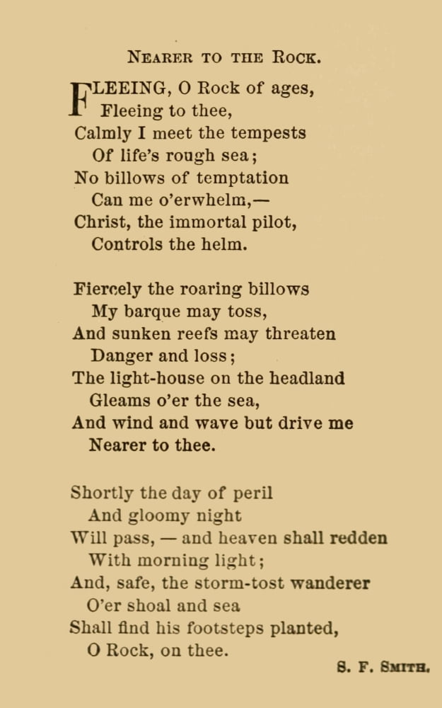 Rock of Ages Poetry 1870 Nearer to the Rock Canvas Art - Samuel Francis Smith (24 x 36)