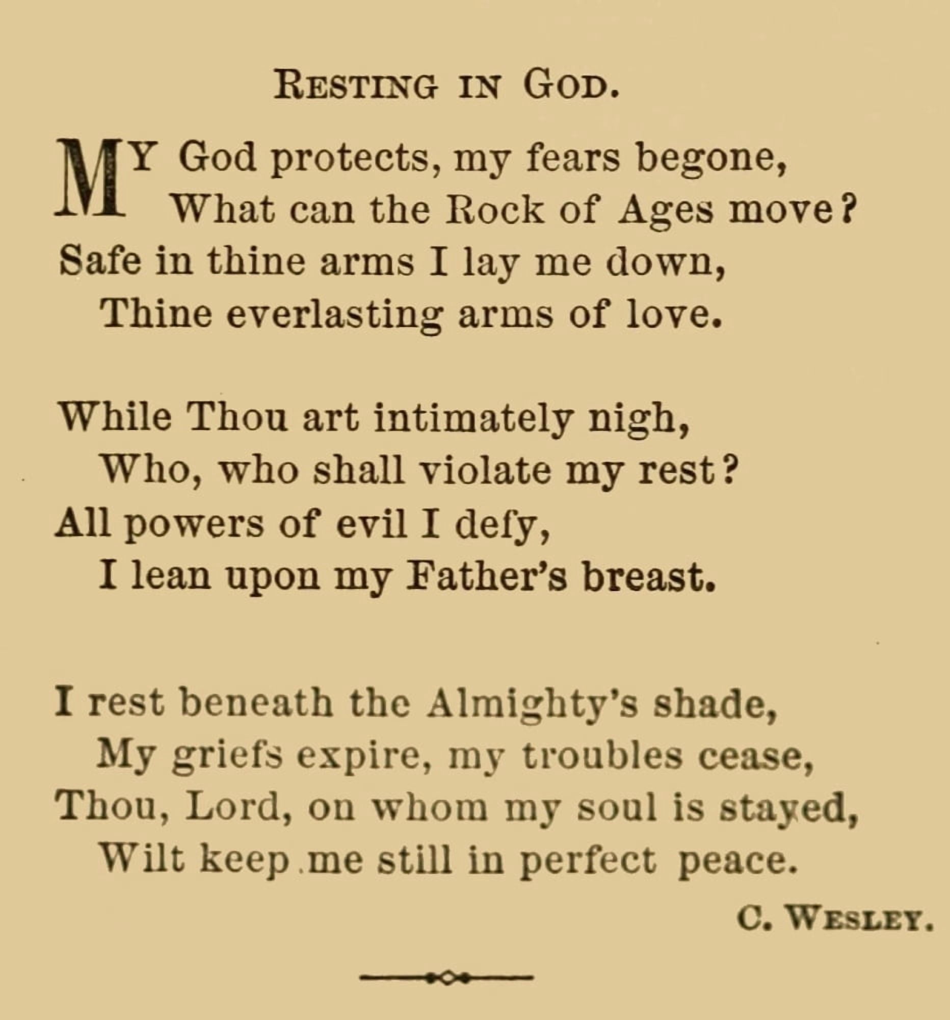 Rock of Ages Poetry 1870 Resting in God Canvas Art - Charles Wesley (18 x 24)