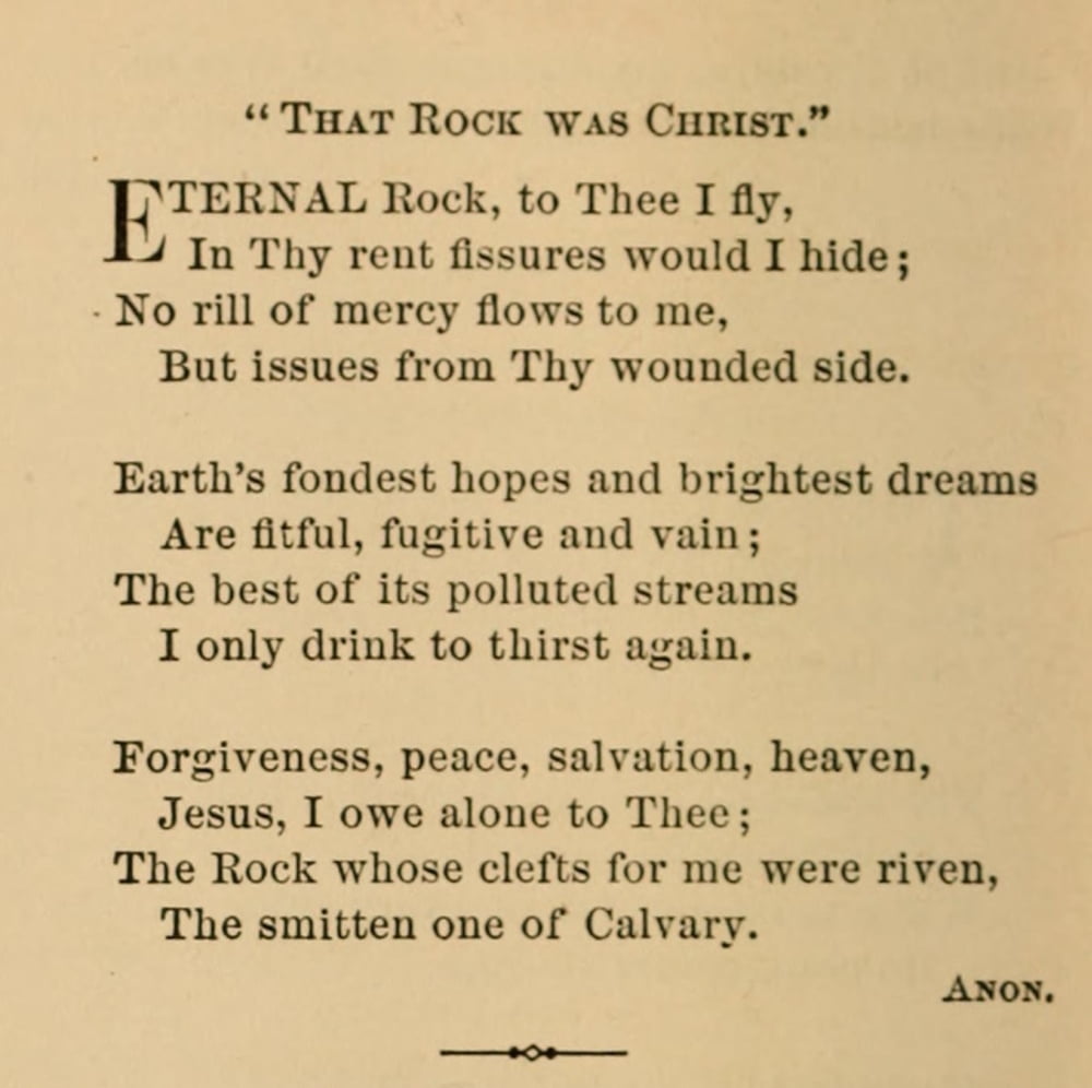 Rock of Ages Poetry 1870 That Rock was Christ Canvas Art - Unknown (24 x 36)