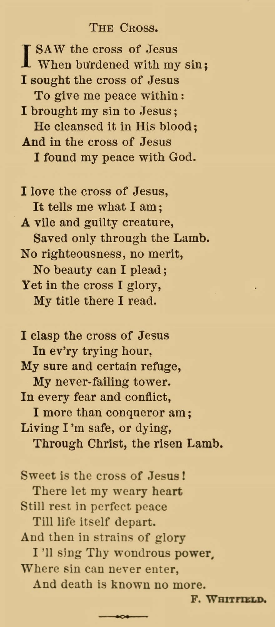 Rock of Ages Poetry 1870 The Cross Canvas Art - Frederick Whitfield (18 x 24)