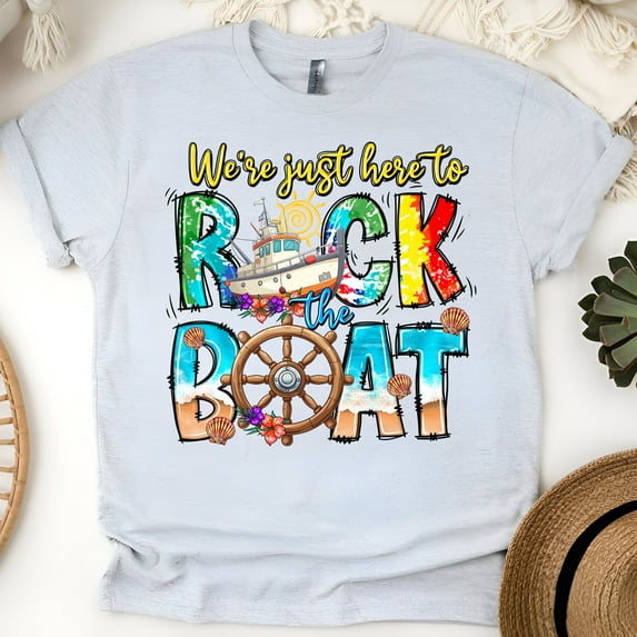 Rock the Boat T-Shirt – Funny Cruise Graphic Tee for Women and Men , Ash, Size 4XL