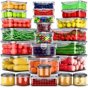ROCKBERRY 50 Pcs Food Storage Container with Lids Airtight & Leakproof, plastic containers 20 Stackable Boxes-20 Lids