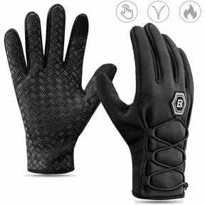 LERWAY Winter Warm Gloves, Thermal Black Warm Gloves for Men Women Waterproof Touchscreen Non-Slip for Driving, Cycling(S