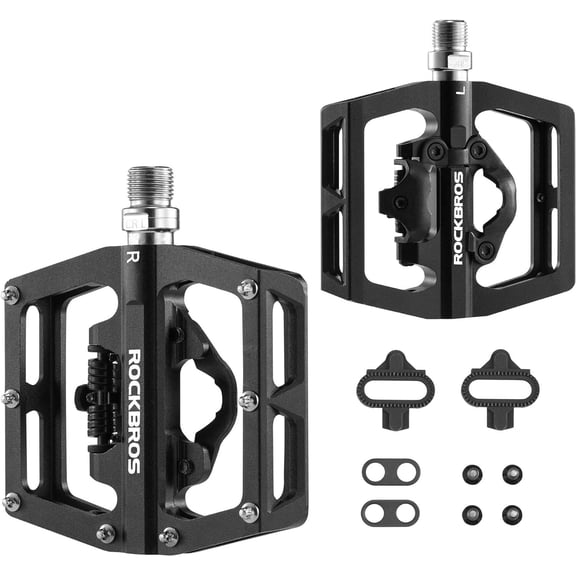 RockBros MTB Mountain Bike Pedals Lock / Flat Pedals for SPD Flat Platform 9/16"