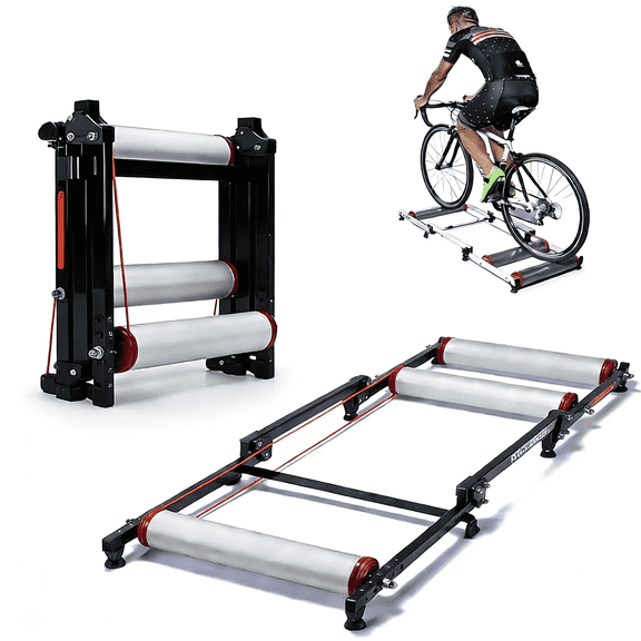 ROCKBROS Bicycle Roller Trainer Indoor Stand Folding Trainer Mountain/Road Bike Trainer 16-29" Adjustable with Tools for Home Bike Training