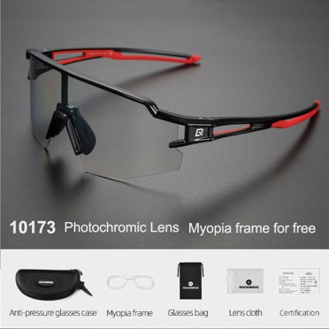 ROCKBROS Cycling Photochromic Sunglasses – UV400 Ultralight Glasses For Biking, Hiking – Clear Frame, Photochromic Lenses