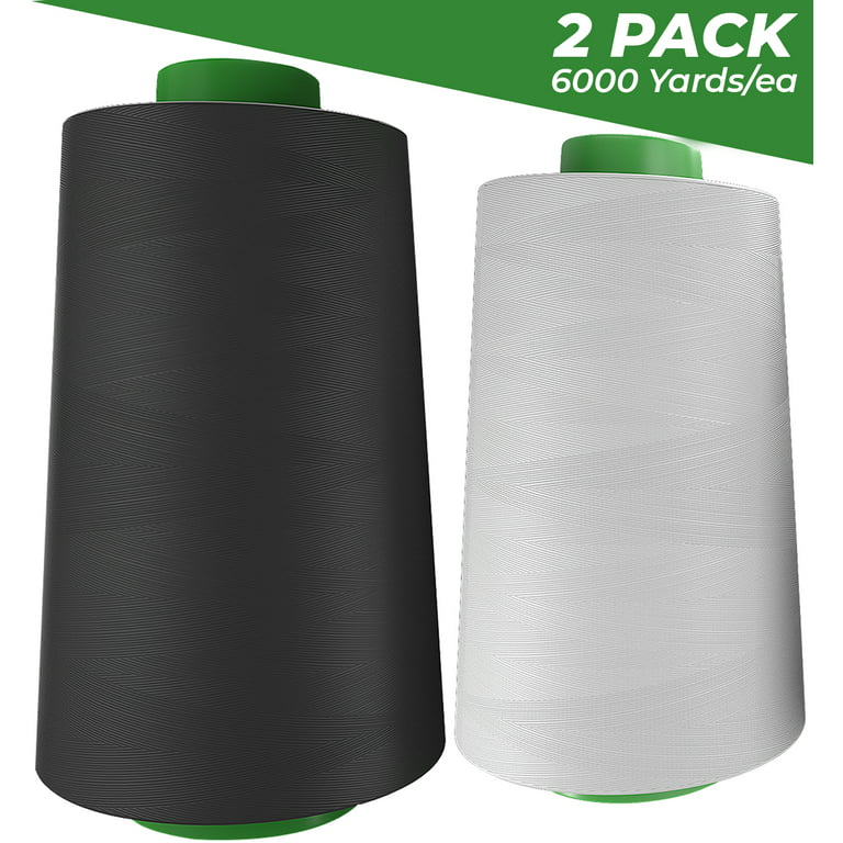 RockDaMic 2 Pack of 6000 Yards (Each) White & Black Serger Cone Thread All  Purpose Sewing Thread Polyester Spools Overlock (Serger,Over Lock, Merrow,  Single Needle) 