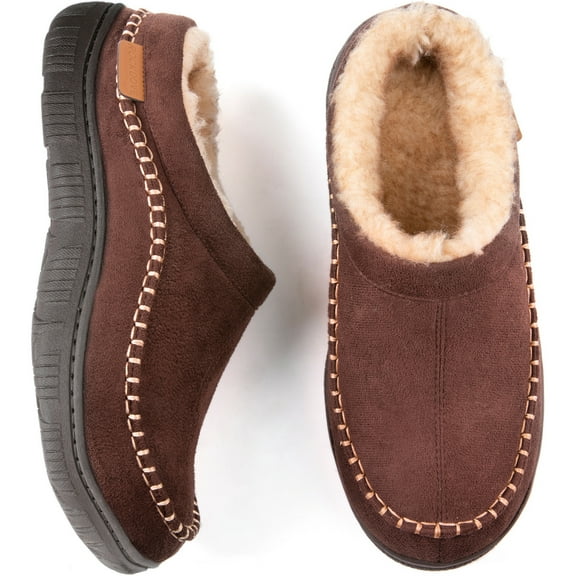 RockDove Men's Aiden Faux Wool Lined Microsuede Clog Slipper