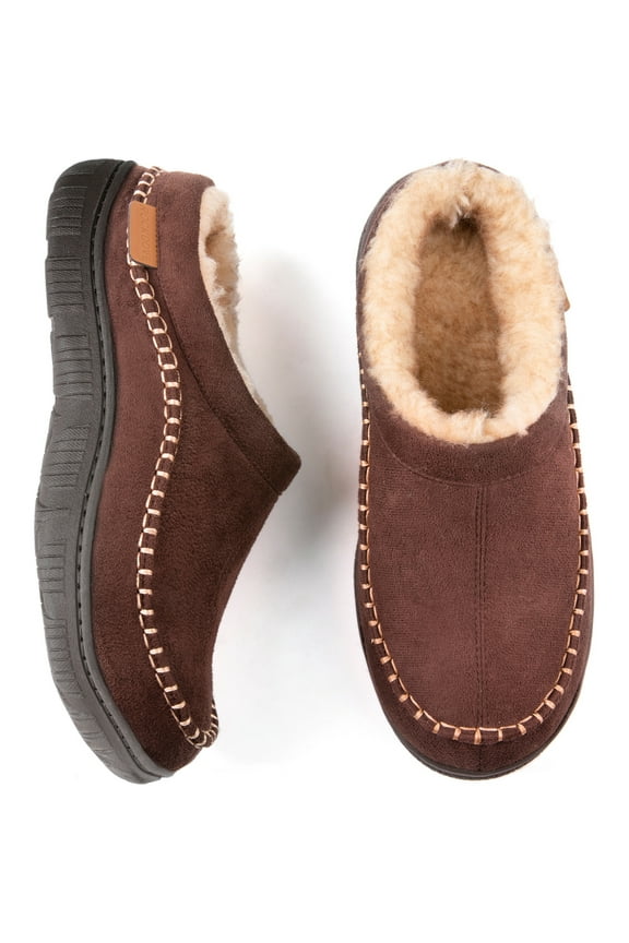 Men's Aiden Faux Wool Lined Microsuede Clog Slipper