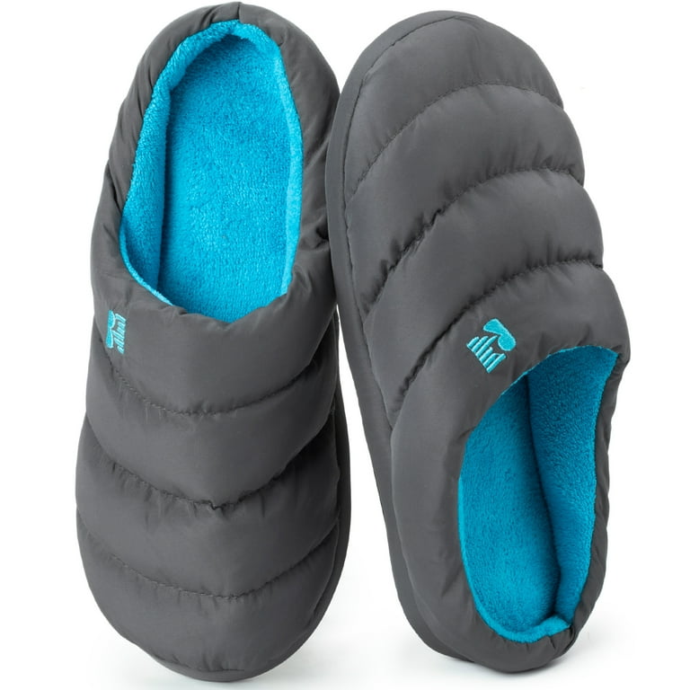 Ravelier Men's Puffer Style Memory Foam House Slippers, Insulated