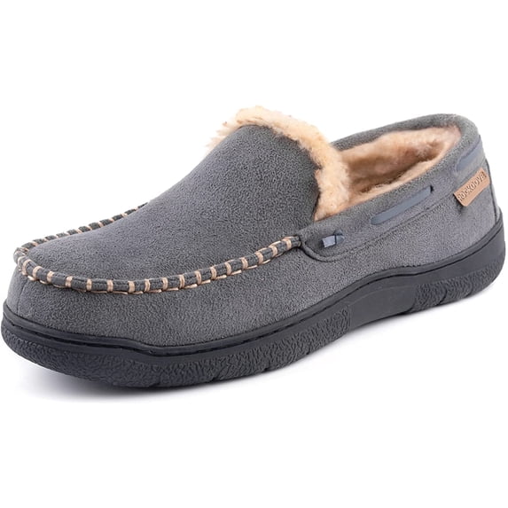 RockDove Men's Carter Faux Fur Lined Microsuede Moc Slipper