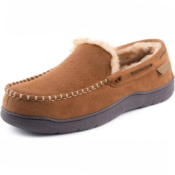 RockDove Men's Carter Faux Fur Lined Microsuede Moc Slipper