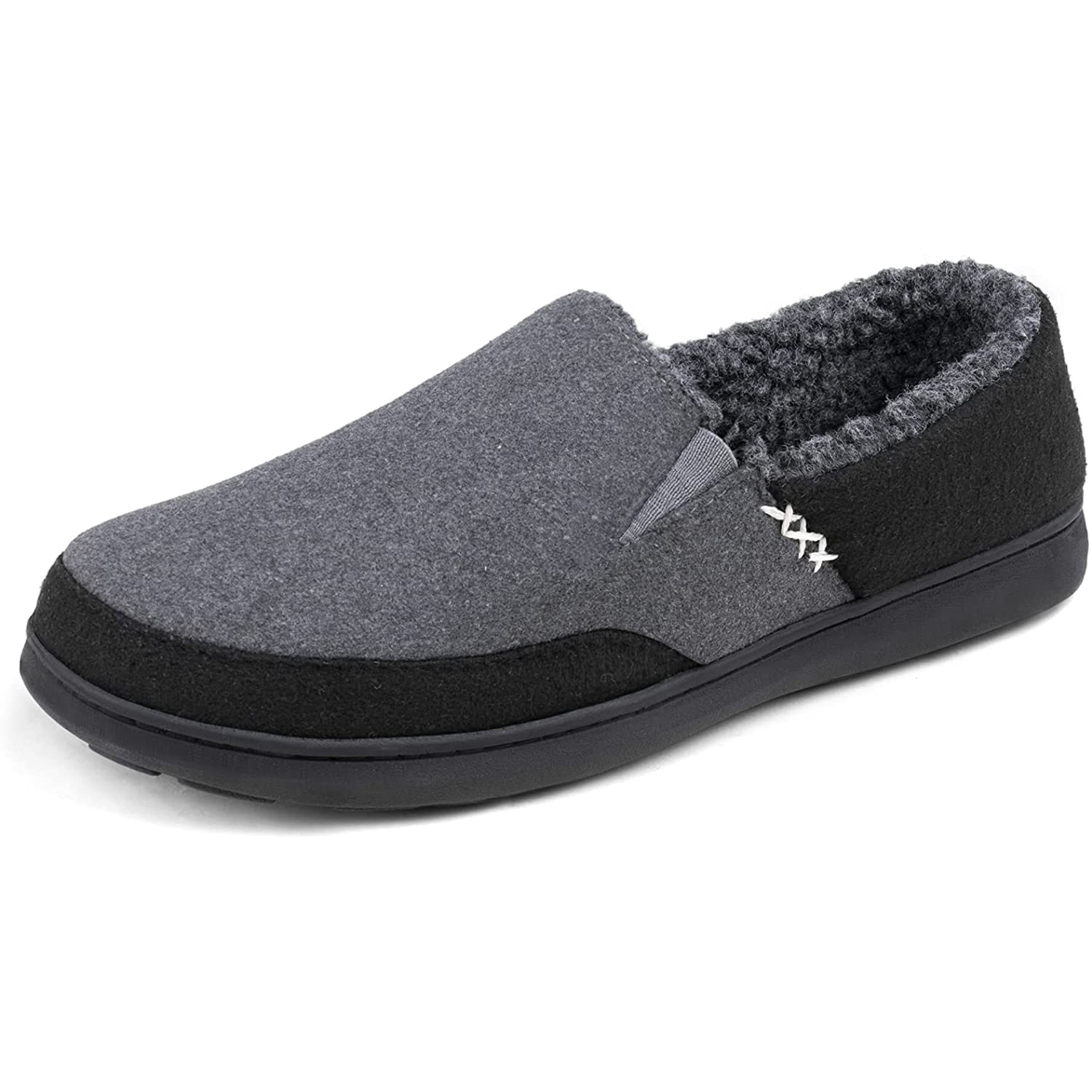 RockDove Men's Fuzzy Fleece Slippers with Memory Foam, Indoor Outdoor Warm Winter House Shoes