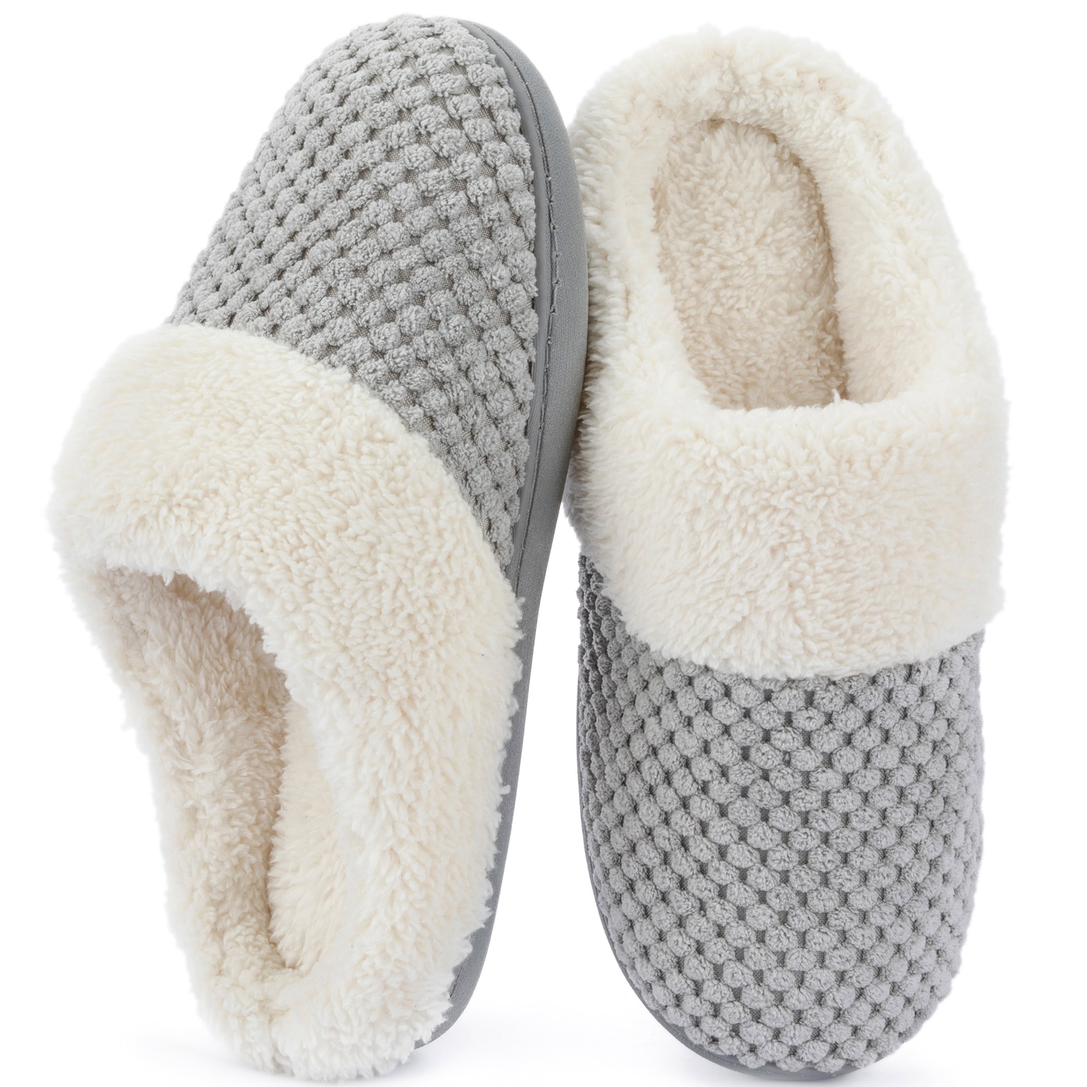 Rock Dove Women's Bubble Stitch Faux Fur Lined Clog Slippers, Cozy