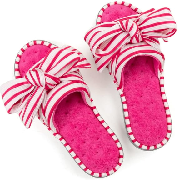 RockDove Women's Coral Band Open Toe Slide Slipper with Oversized Bow