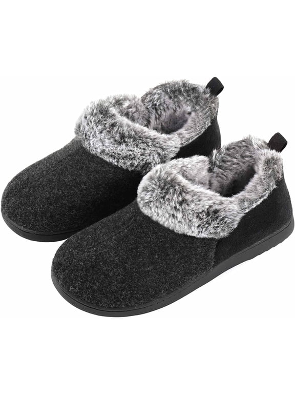 Women's Cozy Memory Foam Bootie Slippers with Warm Plush Faux Fur Lining