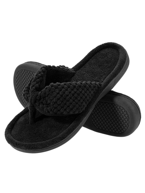 Women’s Memory Foam Flip Flop Slippers, Open Toe Thong House Slippers