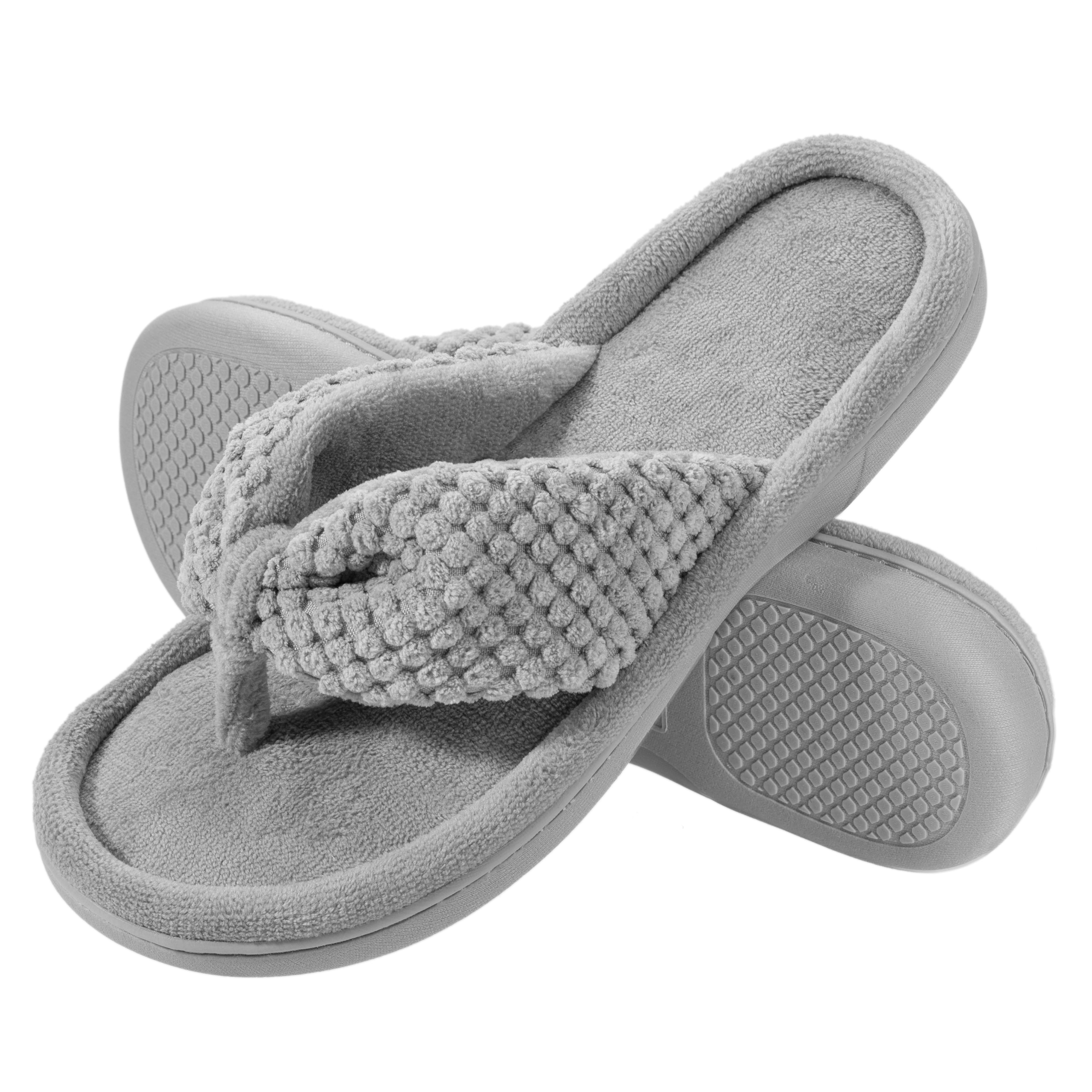 Women's Memory Foam Plush Velvet Lining Spa Thong Flip Flops Cozy Non-Slip  House Slippers （Medium / 7-8 M US，Grey） price in UAE,  UAE