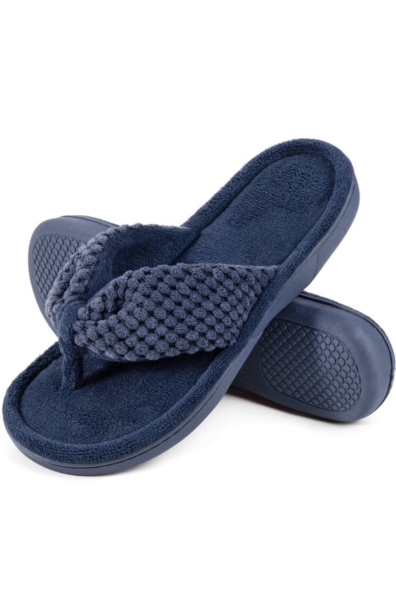 Women’s Memory Foam Flip Flop Slippers, Open Toe Thong House Slippers