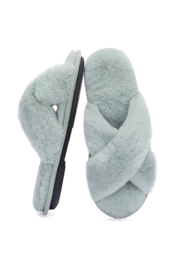 Women’s Faux Fur Cross-Band Slide Slipper