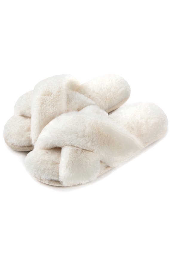 Women’s Faux Fur Cross-Band Slide Slipper
